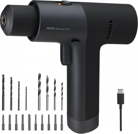Unelte - Bormasina HOTO 12V cu Acumulator, 30 Nm, 1400 rpm, Afisaj LED, Baterie 2000mAh, Incarcare USB-C - GRAD A