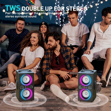 Boxa Bluetooth 5,0, 80W, portabila, Bass boost, lumini LED, TWS, TP-BA-02, Amazon [3]