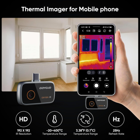 Camera de termoviziune GOYOJO GW192A, rezolutie 192×192, unghi larg de 50°, USB-C Android - GRAD A [2]