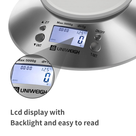 Cantar de bucatarie, digital, bol detasabil 2.15L, LCD, inox  5kg - GRAD A [1]