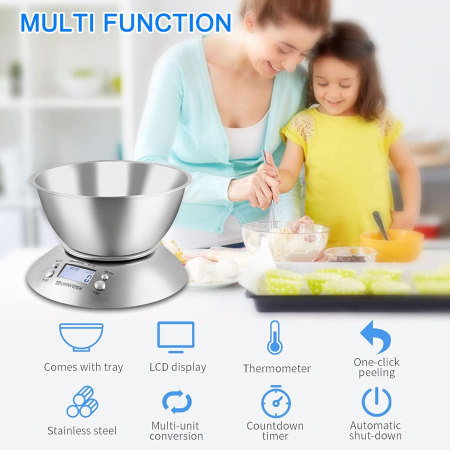 Cantar de bucatarie, digital, bol detasabil 2.15L, LCD, inox  5kg - GRAD A [3]