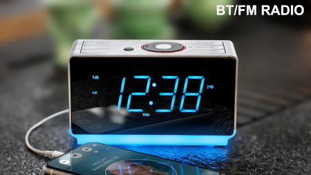 Ceas radio FM, alarma, Bluetooth, ecran LED, lumina veghe - GRAD B [1]