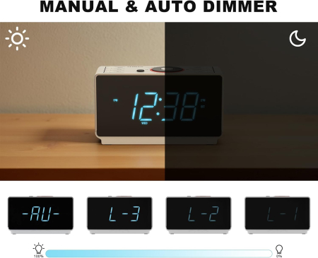 Ceas radio FM, alarma, Bluetooth, ecran LED, lumina veghe - GRAD B [3]