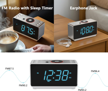 Ceas radio FM, alarma, Bluetooth, ecran LED, lumina veghe - GRAD B [2]