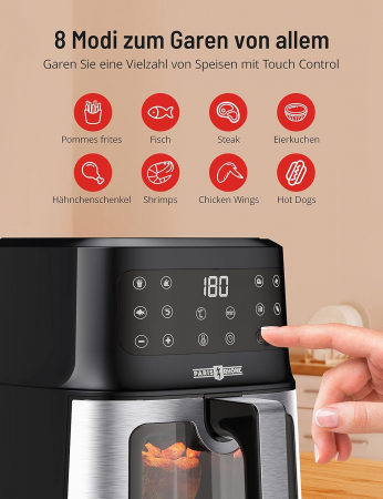 Friteuza aer cald PARIS RH NE, geam vizitare, 5L, 8 functii, touch, 1200W [2]