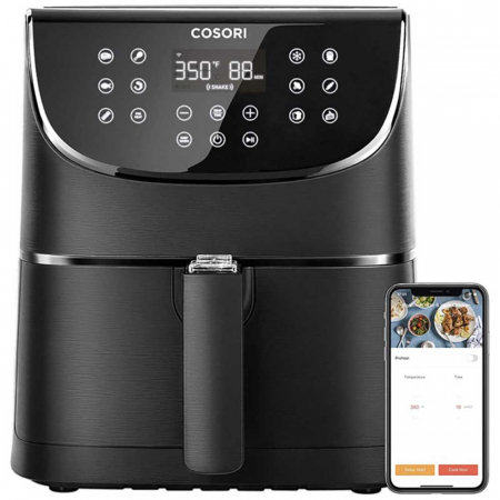 Aparate pentru gatit - Friteuza cu aer cald, fara ulei, SMART WiFi, Cosori  CS158-AF, aplicatiE VeSync, Ecran digital, Cos detasabil, 13 functii de gatire, Capacitate 5.5 litri, 1700W