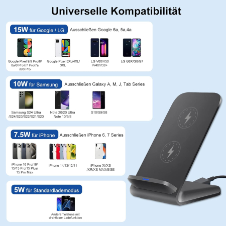 Incarcator Wireless 15W, Qi, USB-C, suport birou, adaptor priza inclus - GRAD A [4]