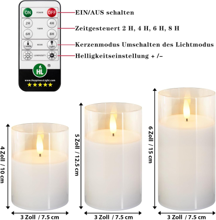 Lumanari realiste LED, reincarcabile, telecomanda,  3 buc - GRAD A [3]
