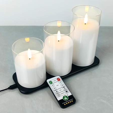 Lumanari realiste LED, reincarcabile, telecomanda,  3 buc - GRAD A [5]