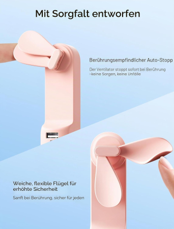 Mini ventilator 3-in-1, baterie externa, lanterna, roz - GRAD A [3]