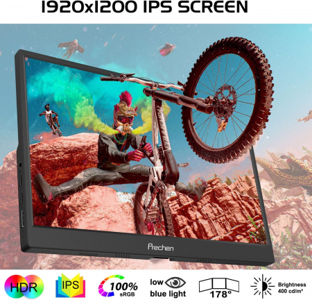 Monitor portabil 14" 1920x1200 HD, touch, IPS, HDR, USB, HDMI - GRAD A [1]