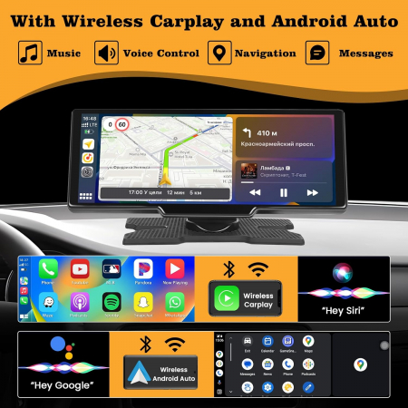 Navigatie Universala Android Carplay display 10.26 inch, camera fata trafic 2.5K, camera spate 1080P, bluetooth, mirror link, FM Transmitter, AUX, Hikity-Amazon - GRAD A [1]