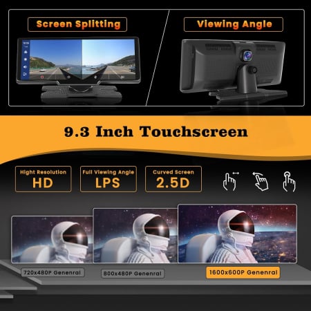 Navigatie Universala Android Carplay display 10.26 inch, camera fata trafic 2.5K, camera spate 1080P, bluetooth, mirror link, FM Transmitter, AUX, Hikity-Amazon - GRAD A [4]