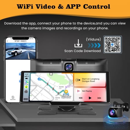 Navigatie Universala Android Carplay display 10.26 inch, camera fata trafic 2.5K, camera spate 1080P, bluetooth, mirror link, FM Transmitter, AUX, Hikity-Amazon - GRAD A [3]