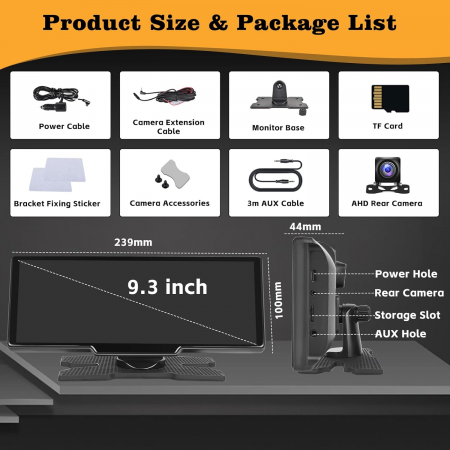 Navigatie Universala Android Carplay display 10.26 inch, camera fata trafic 2.5K, camera spate 1080P, bluetooth, mirror link, FM Transmitter, AUX, Hikity-Amazon - GRAD A [6]