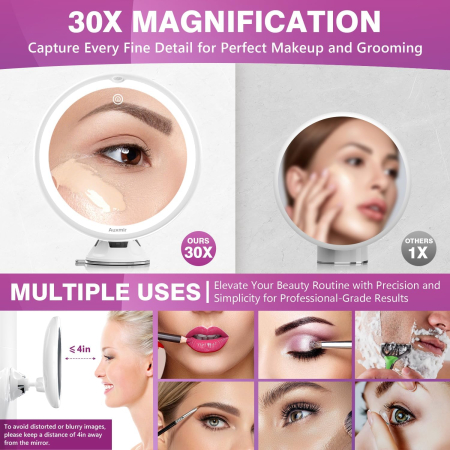 Oglinda cosmetica LED cu magnificatie 30X, ventuza - 20 cm - GRAD A [2]