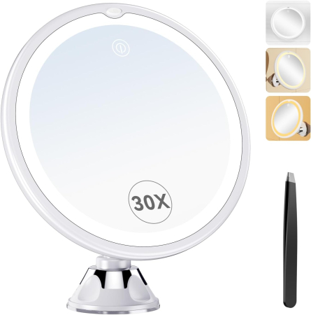 Cosmetice, Beauty, Sanatate - Oglinda cosmetica LED cu magnificatie 30X, ventuza - 20 cm - GRAD A
