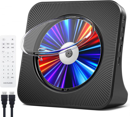 Player DVD CD, bluetooth, CD, radio, telecomanda, USB-C, Gueray - Amazon, negru [0]