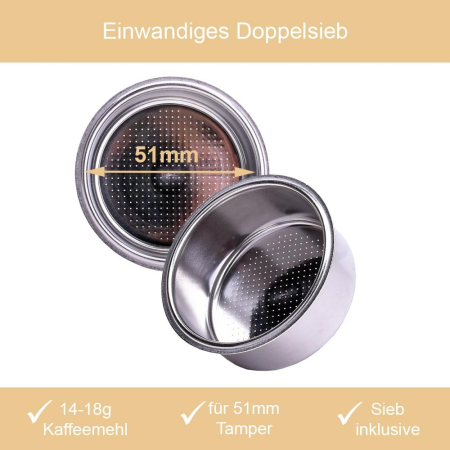 Portafiltru 51 mm evacuare dubla, capacitate 2 cesti, negru - GRAD A [2]