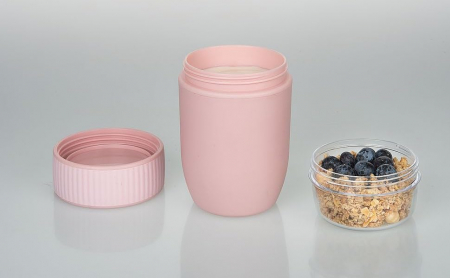Recipient pentru iaurt sau musli, capacitate 450 ml, cu compartiment pentru muesli, negru [4]