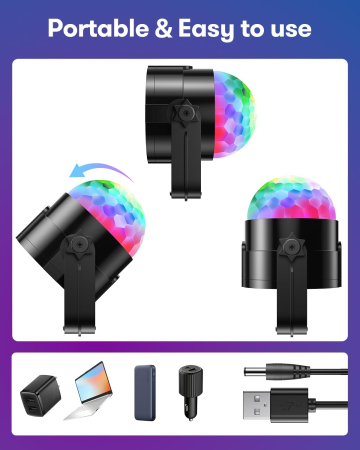 Set 2 x Sfera Disco, RIYO 360 Rotativa, Lumina Disco, Telecomanda - GRAD A [5]