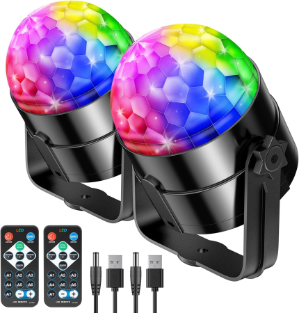 Smart Home - Set 2 x Sfera Disco, RIYO 360 Rotativa, Lumina Disco, Telecomanda - GRAD A