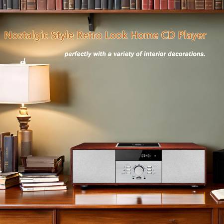Sistem compact stereo retro, CD player, Bluetooth, radio FM, port USB, Aux-in, mufa pentru casti - GRAD A [6]