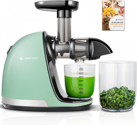 Storcatoare si aparate de filtrare a apei - Storcator lent de fructe AMZCHEF ZM 1501, 150W, 90 rpm, vernil