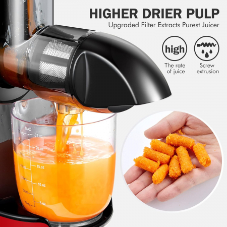 Storcator lent de fructe AMZCHEF ZM 1501, 150W, 90 rpm, vernil [5]