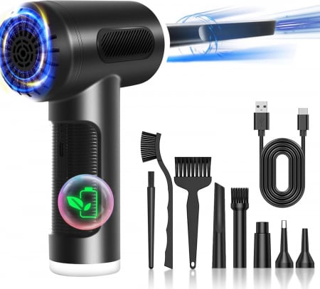 Periferice si accesorii IT - Suflanta aer, 3 viteze, baterie Li-ion, 91000 RPM, multiple accesorii, incarcare USB-C, Chanurae - Amazon