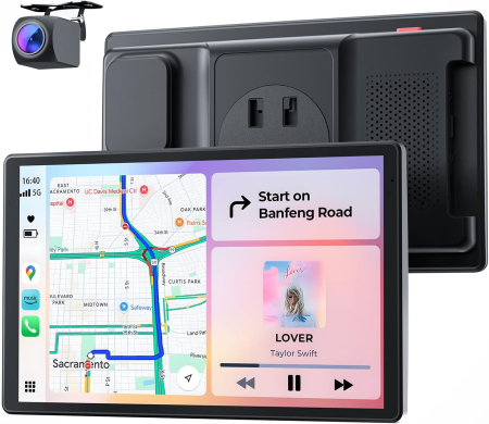 Electronica Auto - Tableta Auto Krunia 8'',Apple CarPlay si Android Auto, Ecran HD 1440x900, Camera de Vedere Spate HD, Bluetooth - GRAD A