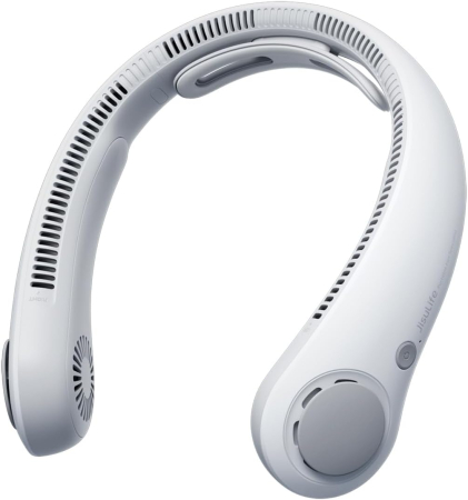 Ventilatoare - Ventilator Portabil pentru Gat JISULIFE, 5 Viteze, Baterie 5000 mAh, Gri - GRAD A