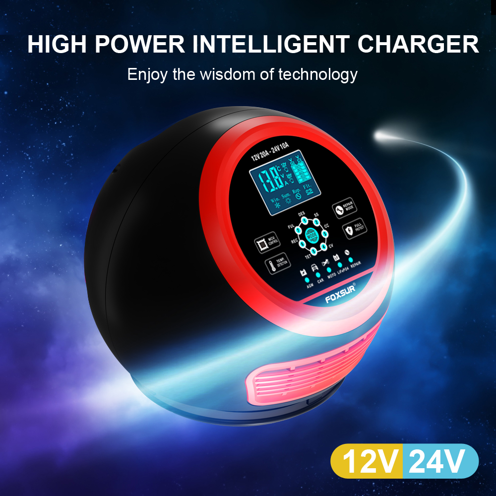 Incarcator Inteligent FOXSUR 12V 24V 20A