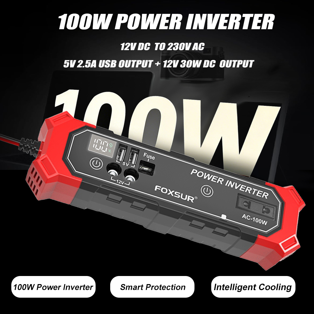Invertor Auto FOXSUR 100W Profesional