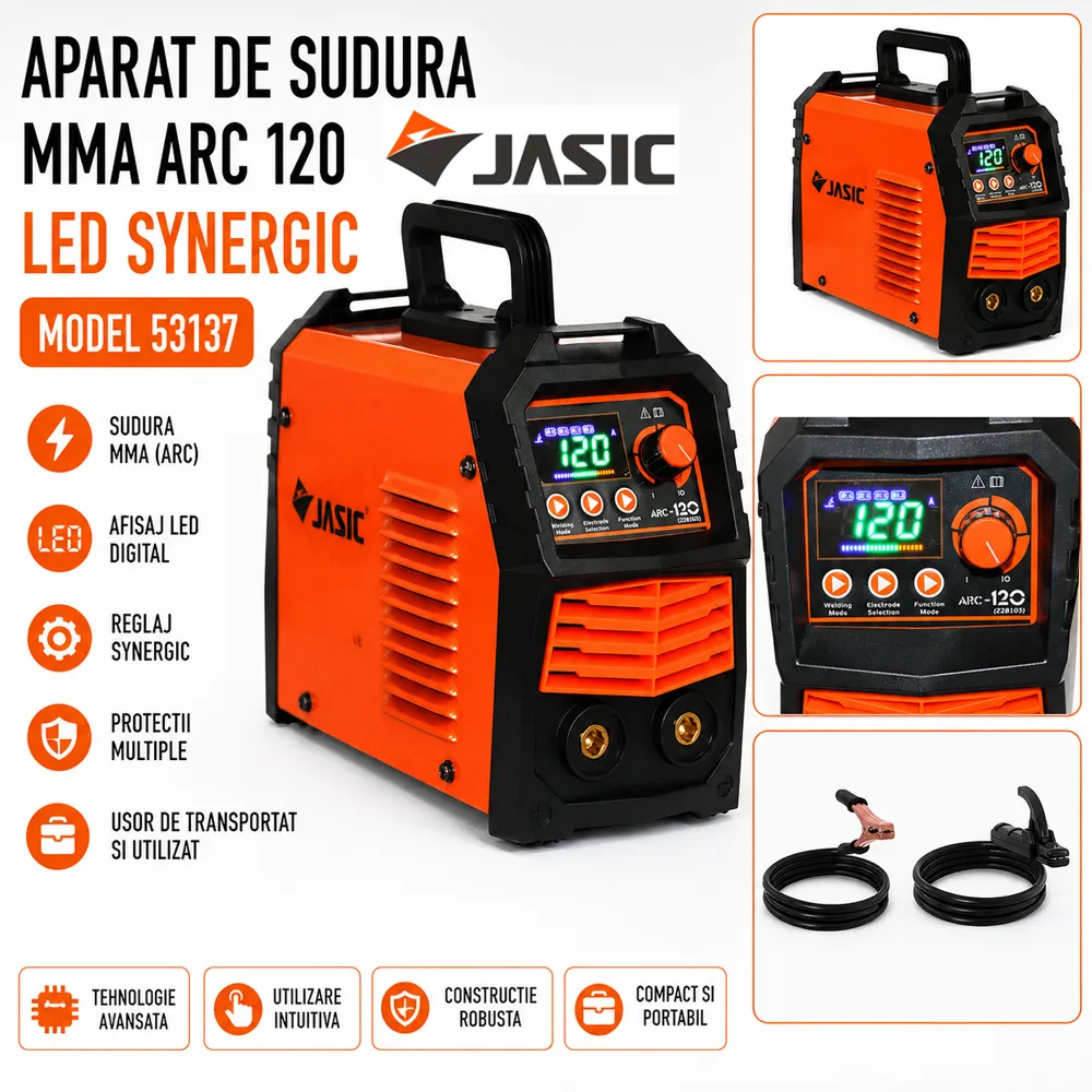 Aparat de sudură MMA 120A, control sinergic, afișaj LED și tehnologie IGBT, ARC 120 LED SYNERGIC [4]