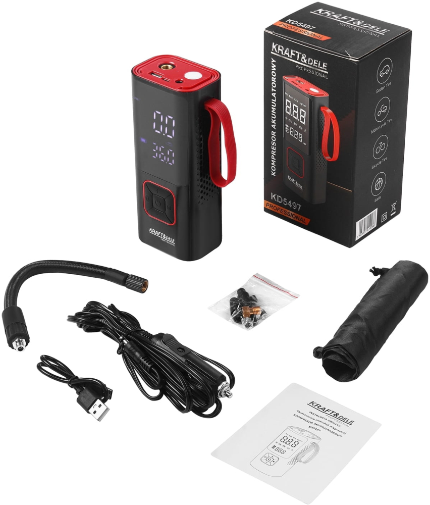 Compresor Fără Fir 5000mAh – Umflă Rapid Anvelope, Biciclete și Mingi + Funcție Baterie Externă [10]