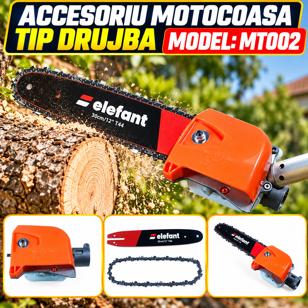 Accesoriu tip drujbă pentru motocoasă, tijă 28 mm, 9 dinți, lanț 44 zale, MT002 [7]