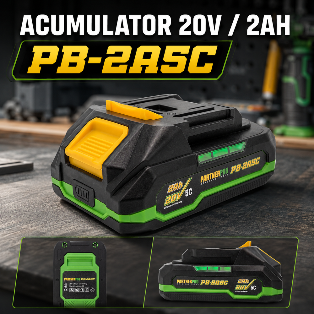 Acumulator 20V, 2Ah, Lithium-Ion, pentru scule electrice compatibile, PB-2A5C [4]