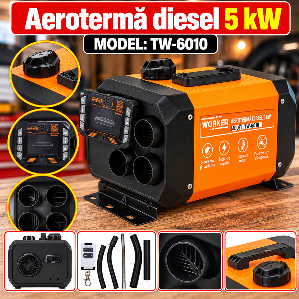 Aerotermă diesel 5 kW, 12/24/220 V, motor brushless, rezervor 5 L, TW-6010 [5]