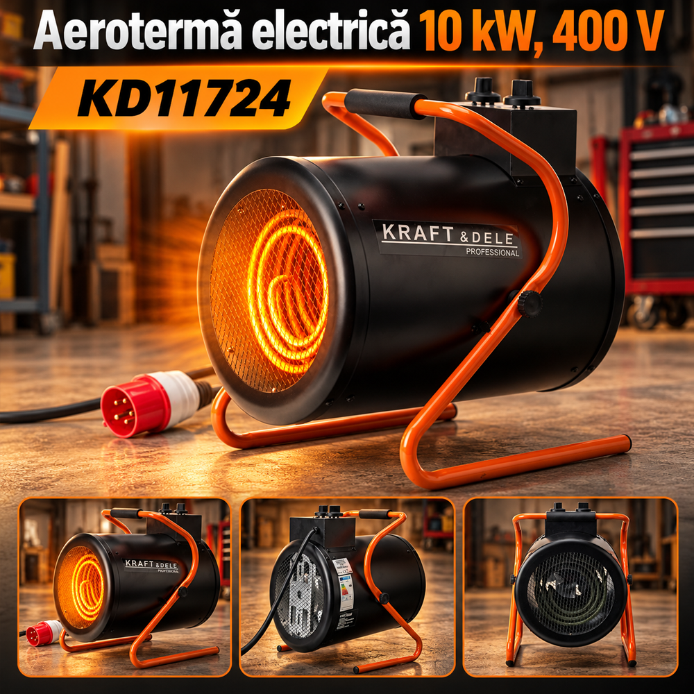 Aerotermă electrică 10 kW, 400 V, 3 trepte de putere, termostat, 11,9 kg, KD11724 [5]