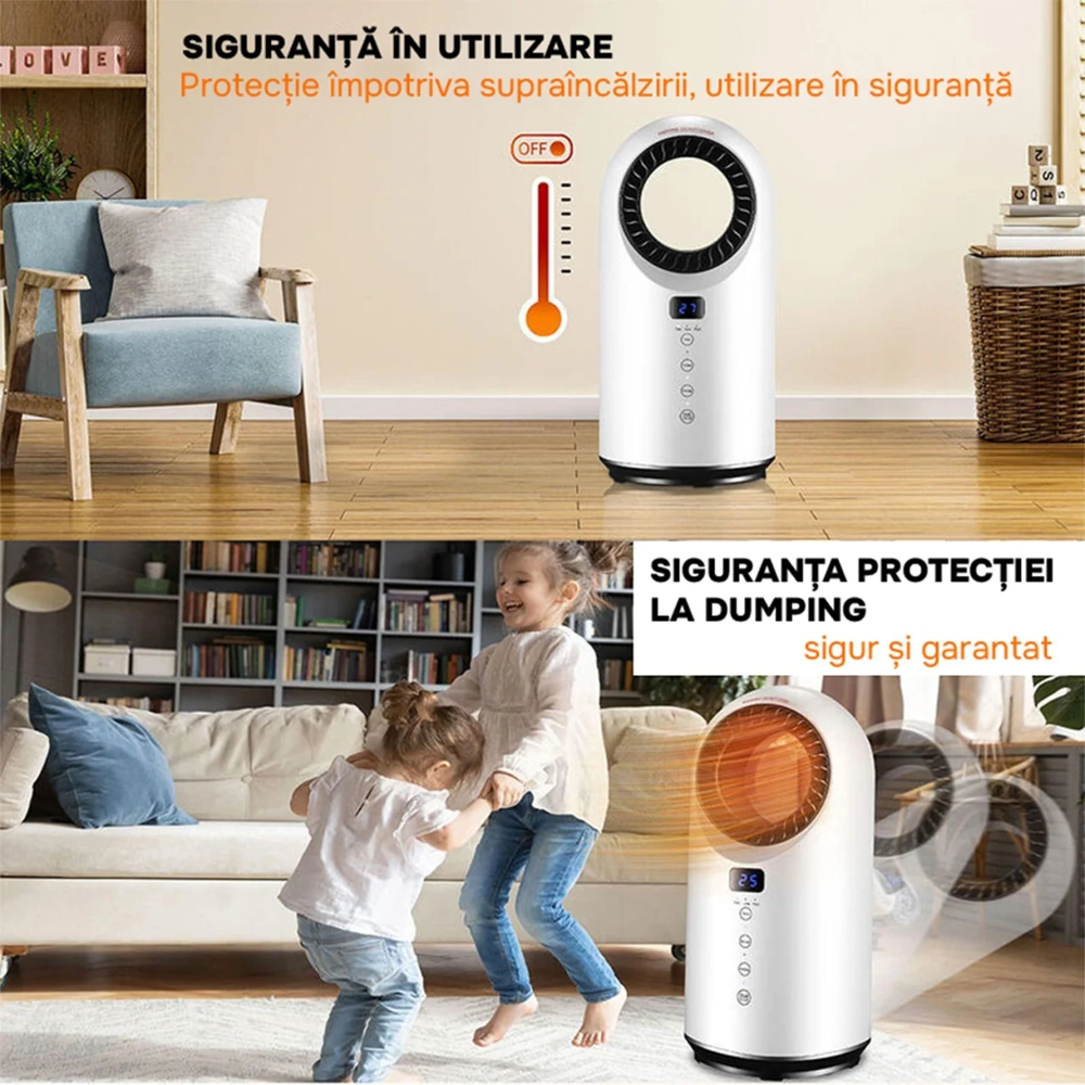 Aerotermă electrică PTC 1500 W, 3 trepte, telecomandă, oscilație 60°, temporizator 12 ore, MBHN1903R [3]