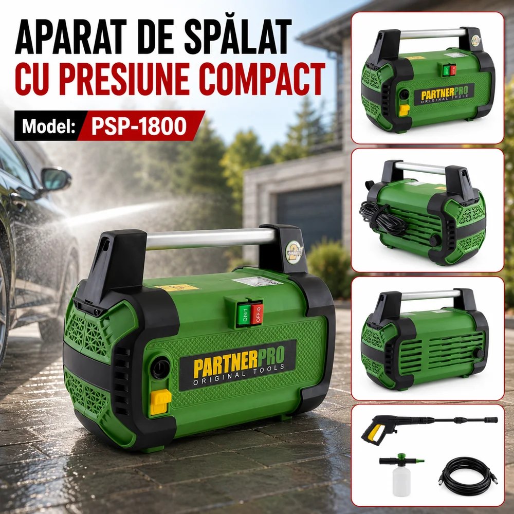 Aparat de spălat cu presiune compact 1800W, 130 bar, furtun 5 m, PSP-1800 [5]