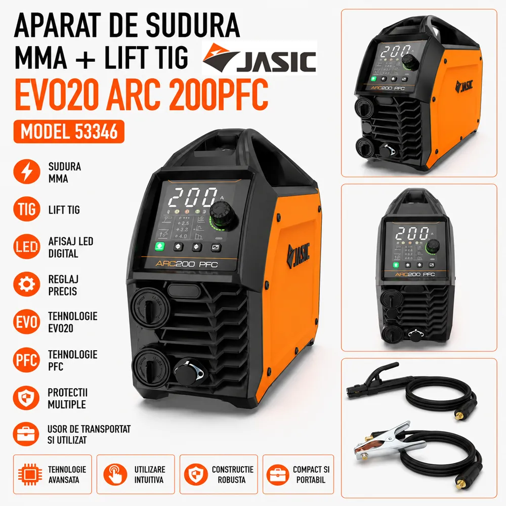 Aparat de sudură industrial MMA și TIG Lift 200A, tehnologie PFC, control sinergic și afișaj digital, EVO20 ARC 200PFC [4]