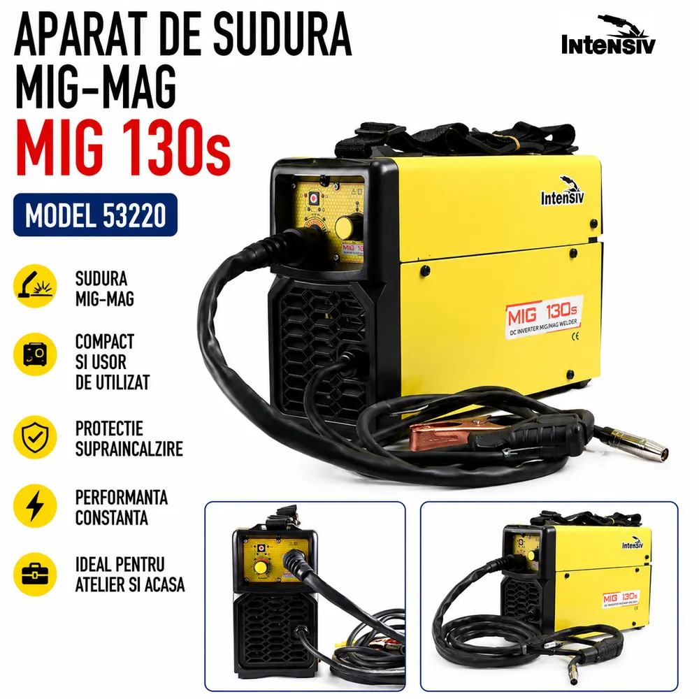 Aparat de sudură MIG-MAG 120A, control sinergic digital, sârmă FLUX 0,8–0,9 mm, MIG 130s [4]