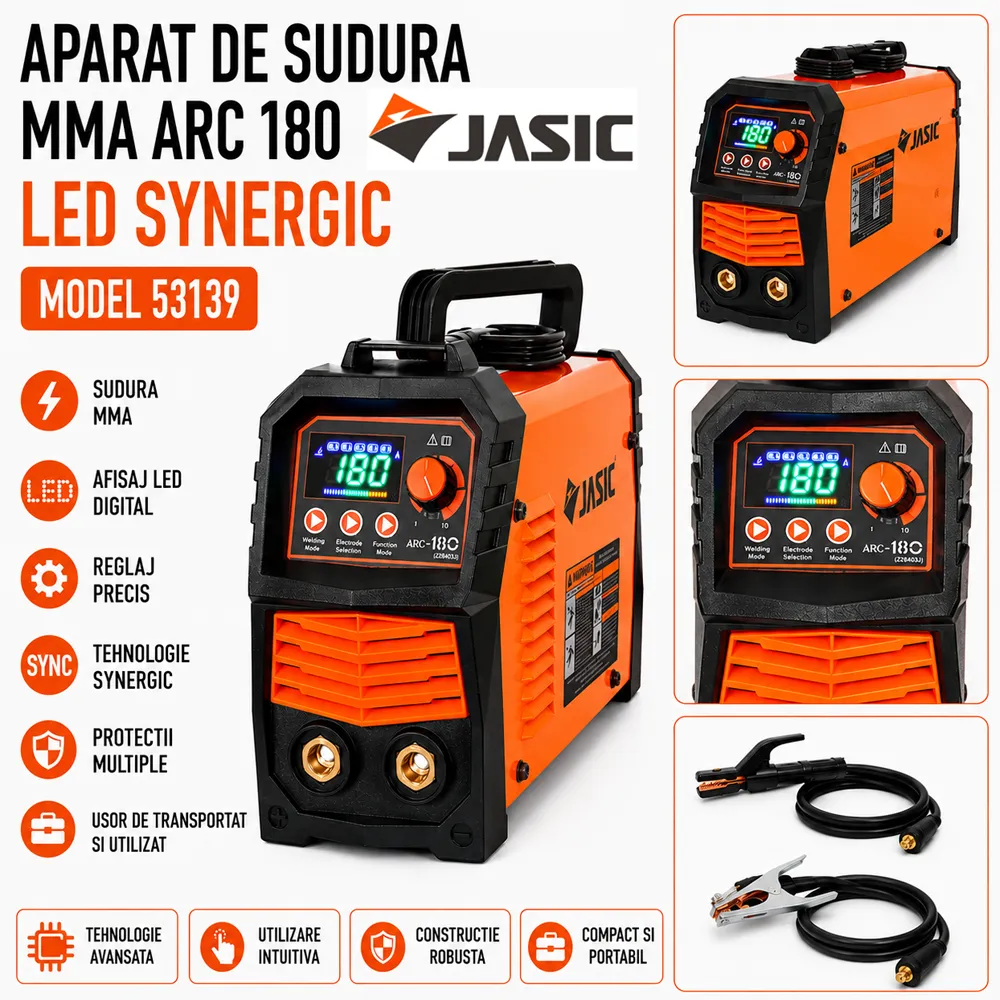 Aparat de sudură MMA 180A, control sinergic, afișaj LED și tehnologie IGBT, ARC 180 LED SYNERGIC [4]