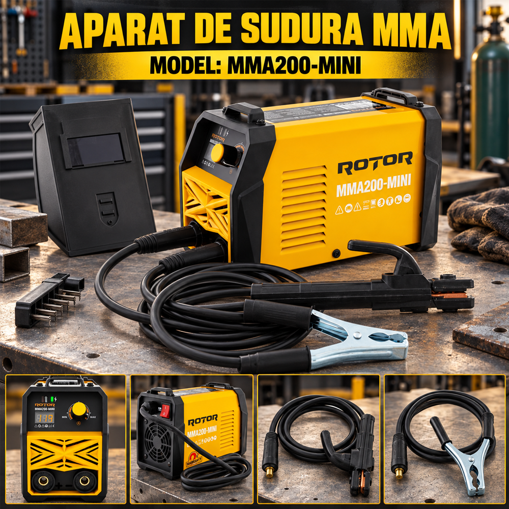 Aparat de sudură MMA 200A, display LCD color, electrozi 1,6–4 mm, 220V, MMA200-mini [9]