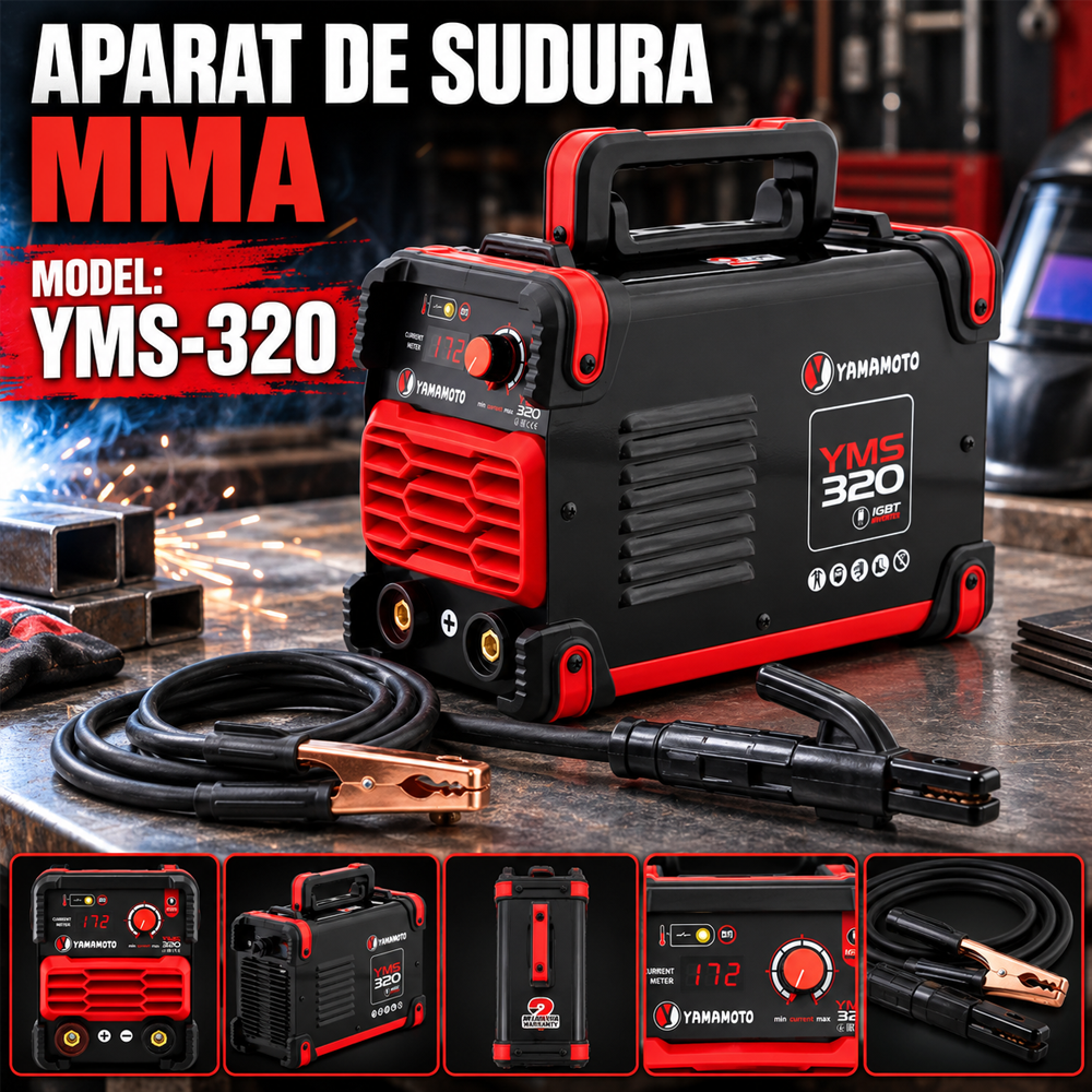 Aparat de sudură MMA 320A, IGBT, electrozi 1,6–4 mm, Hot-Start, Arc-Force, Anti-Stick, 220V, YMS-320 [8]