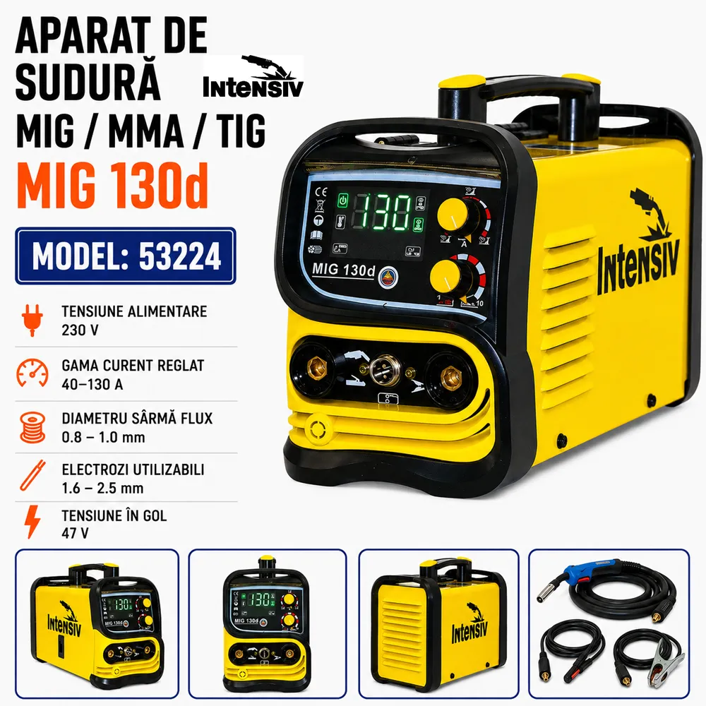 Aparat de sudură multiproces 130A, MIG-MAG, MMA și TIG LIFT, pentru sârmă FLUX, MIG 130d [4]