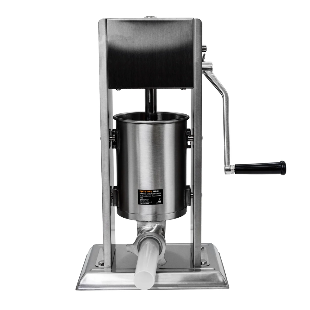 Aparat mecanic de făcut cârnați 3 L, vertical, inox alimentar, cuvă basculantă, 6 pâlnii, RML-S3 [2]