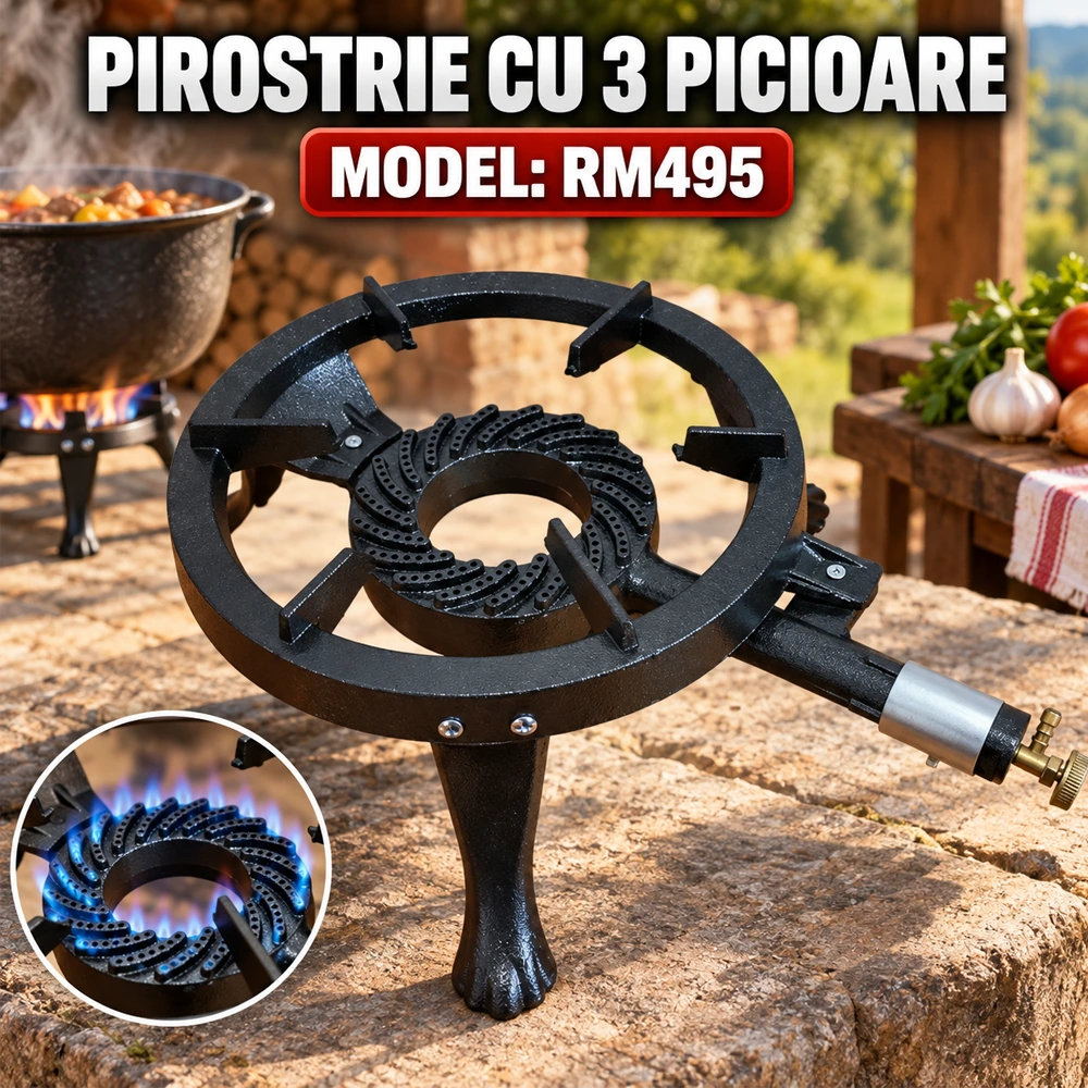 Arzător pe gaz / Pirostrie cu 1 arzător, pentru camping și gătit în aer liber, RM495 [2]